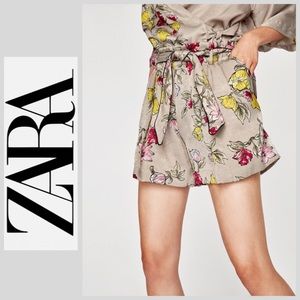 NWT Zara Floral Bermuda Shorts - S